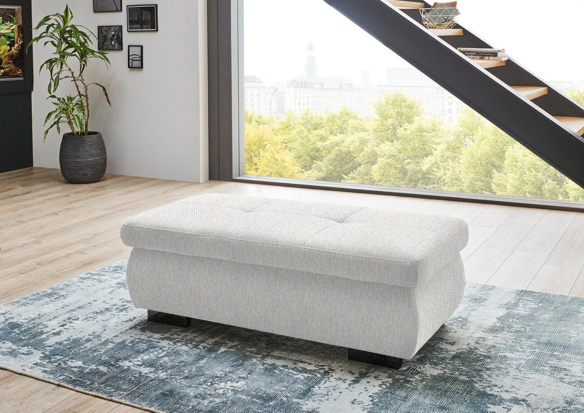HOCKER in Textil Sandfarben  - Sandfarben/Schwarz, Design, Textil/Metall (138/44/67cm) - Beldomo Style
