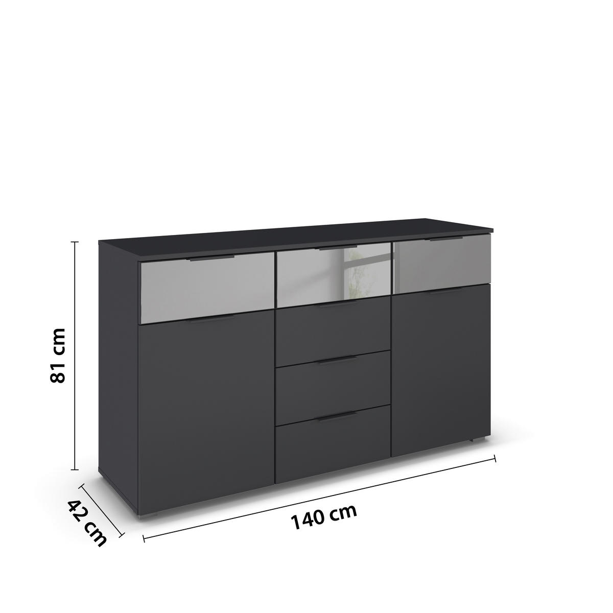 SIDEBOARD 140/81/42 cm  in Grau  - Alufarben/Grau, Modern, Glas/Holzwerkstoff (140/81/42cm) - Rauch Möbel