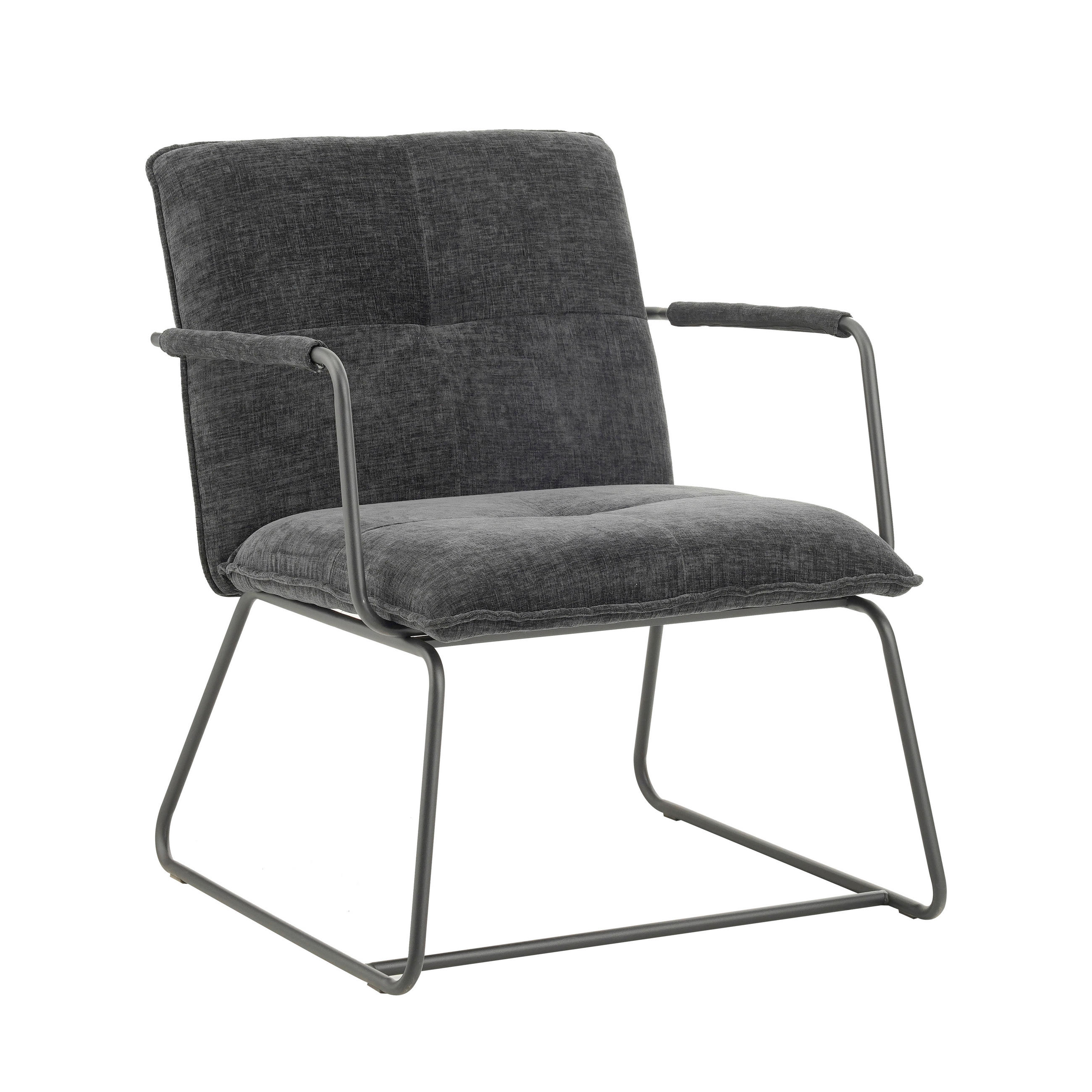 SESSEL in Chenille Schwarz  - Schwarz, MODERN, Textil/Metall (65/80/68cm) - MID.YOU