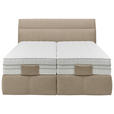 BOXSPRINGBETT 180/200 cm,  in Beige, Matratze, Topper, motorische Verstellbarkeit, Fernbedienung, unterschiedliche Matratzenhärtegrade je Bettseite, H2 + H3 = mittel + fest  - Beige/Schwarz, KONVENTIONELL, Kunststoff/Textil (180/200cm) - Voleo
