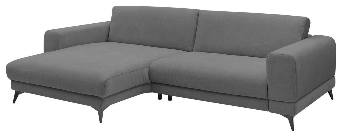 ECKSOFA Anthrazit Chenille  - Anthrazit/Schwarz, KONVENTIONELL, Textil/Metall (194/292cm) - SetOne by Musterring