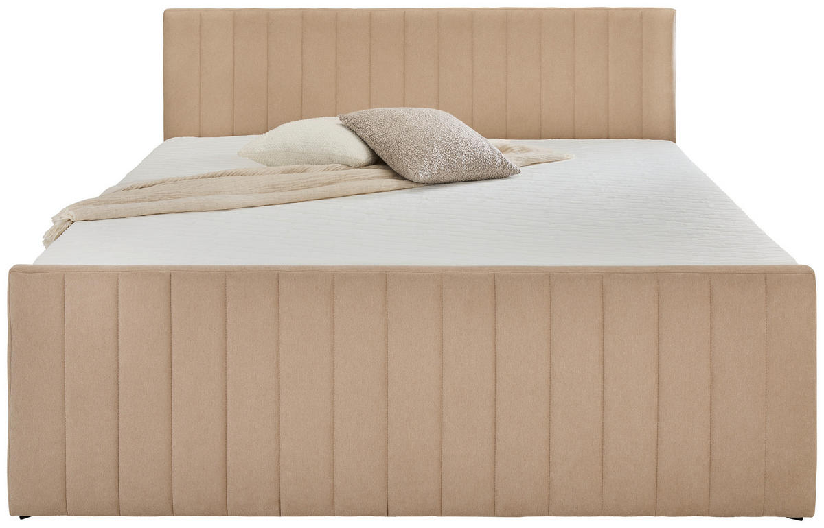 BOXBETT 160/200 cm  in Beige  - Beige/Schwarz, KONVENTIONELL, Kunststoff/Textil (160/200cm) - Boxxx