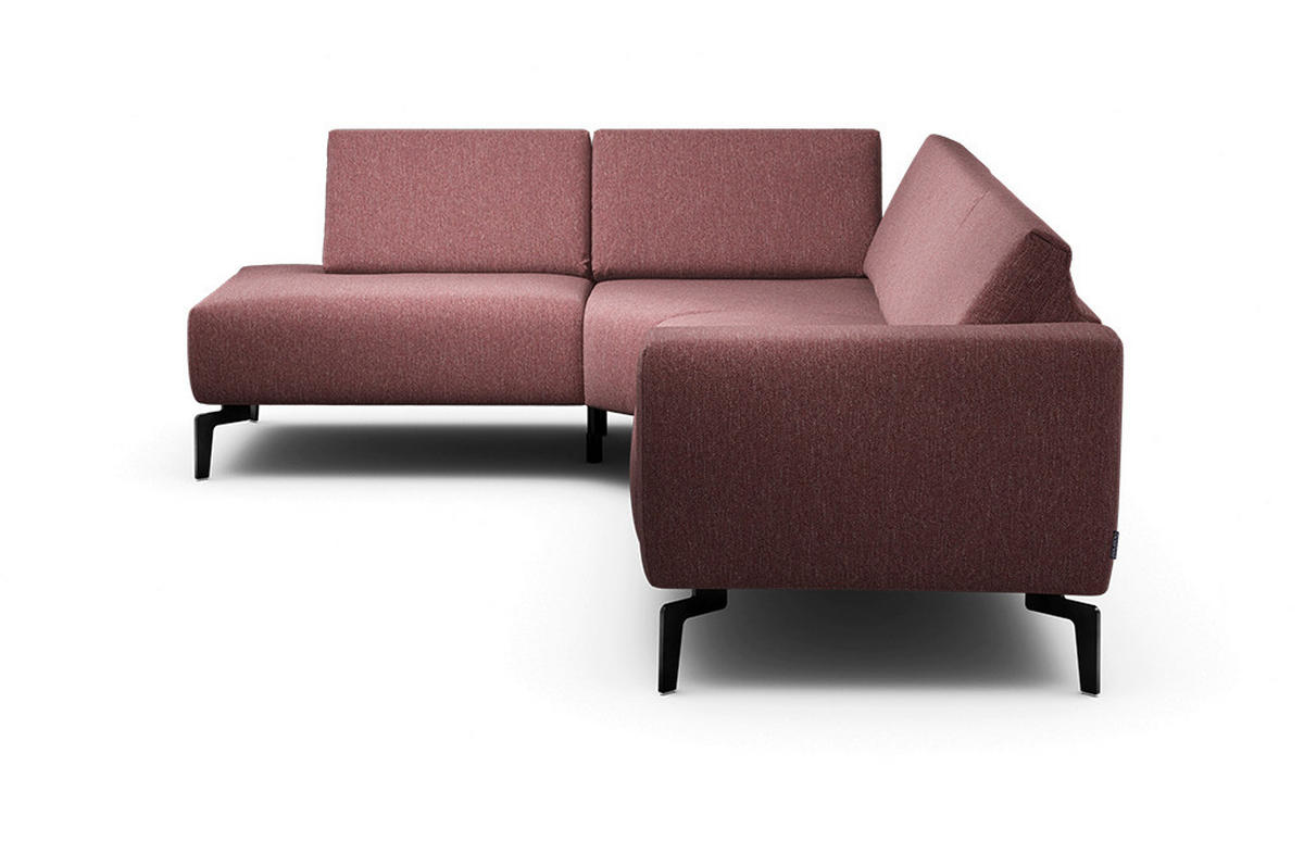 ECKSOFA Cosy Rot Chenille  - Rot/Schwarz, Design, Textil/Metall (193/256cm) - SENSOO