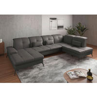 WOHNLANDSCHAFT in Echtleder Mokka  - Schwarz/Mokka, Konventionell, Leder/Metall (185/357/231cm) - Sit & More