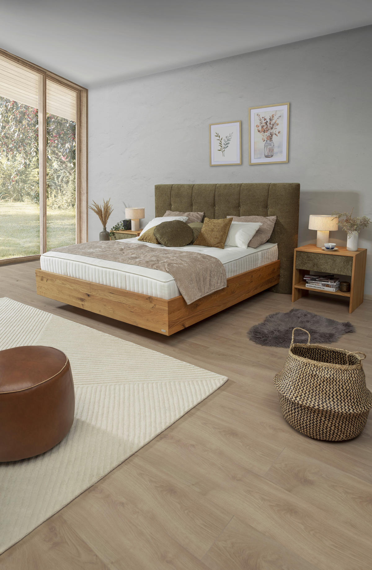 BOXSPRINGBETT 180/200 cm  in Waldgrün, Wildeiche  - Waldgrün/Wildeiche, Natur, Holz/Textil (180/200cm) - Valnatura