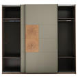 SCHWEBETÜRENSCHRANK  in Salbeigrün, Eiche Artisan  - Salbeigrün/Schwarz, KONVENTIONELL, Holzwerkstoff/Metall (240/225,5/63,7cm) - Xora