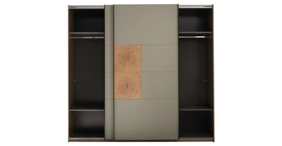 SCHWEBETÜRENSCHRANK  in Salbeigrün, Eiche Artisan  - Salbeigrün/Schwarz, KONVENTIONELL, Holzwerkstoff/Metall (240/225,5/63,7cm) - Xora