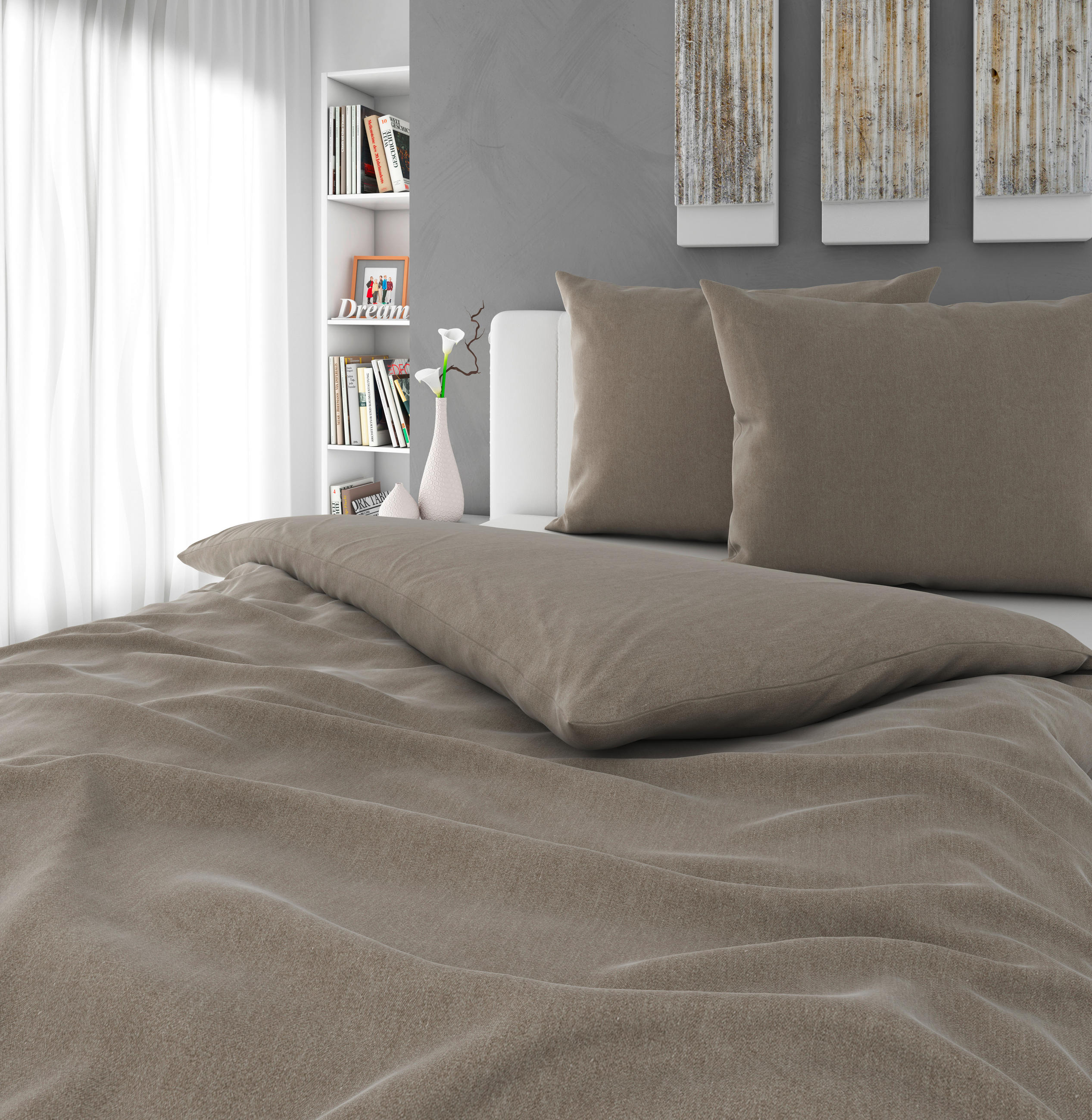 POSTELJINA 200/200 cm STONE WASH - taupe, Konvencionalno, tekstil (200/200cm) - Novel