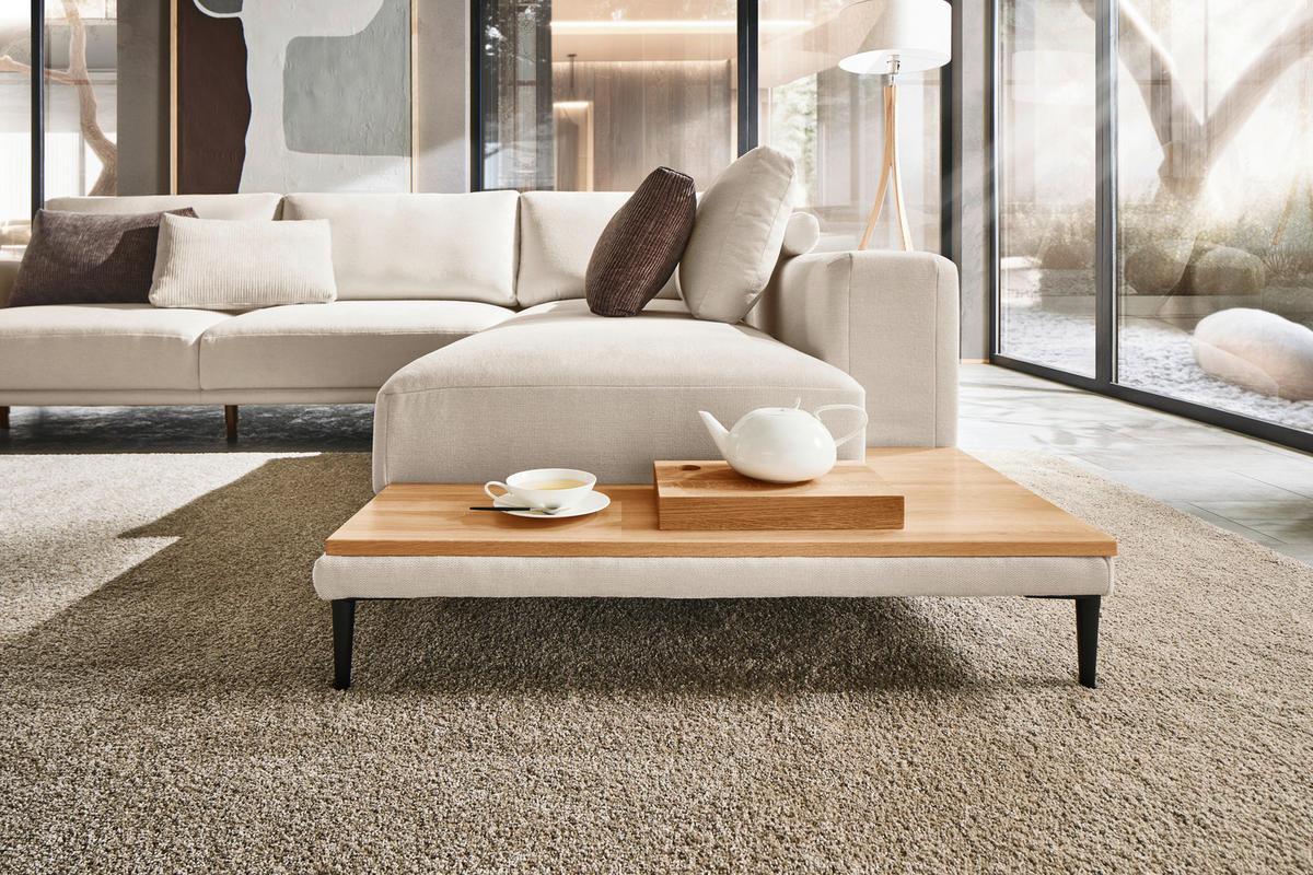 ECKSOFA Naturfarben Leinwand  - Schwarz/Naturfarben, Design, Textil/Metall (318/271cm) - Emilio Belluti