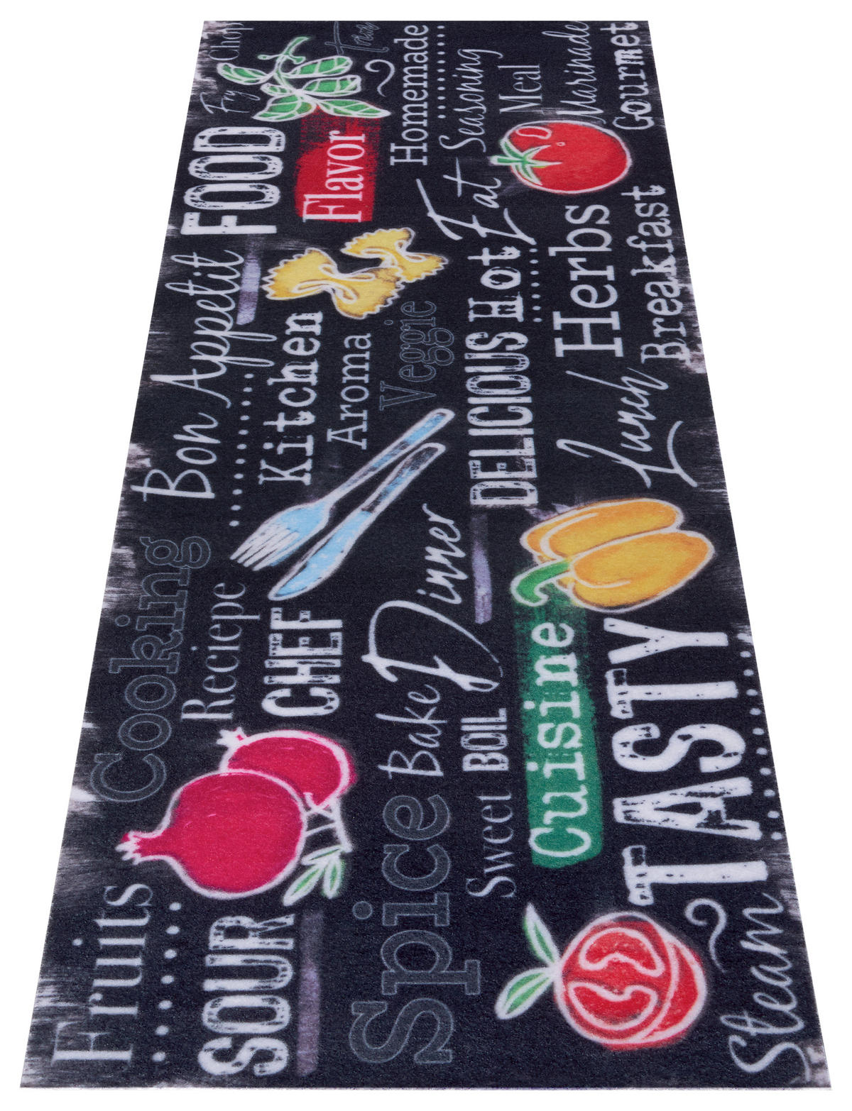 Küchenläufer (rechteckig: ca. 50/150 cm Cook & Clean Multicolor, Schwarz  - Multicolor/Schwarz, Design, Kunststoff (50/150cm)