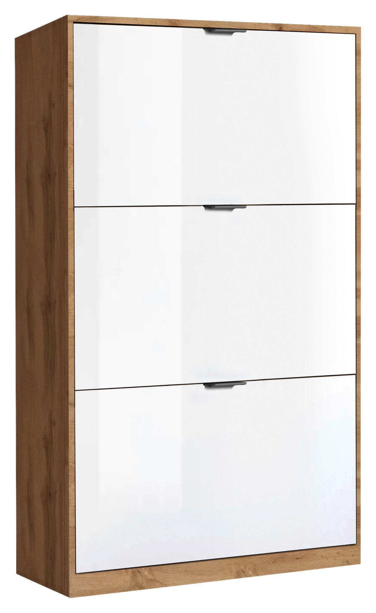 PANTOFAR 64/119.7/19 cm  - alb lucios intens/negru, Modern, material pe bază de lemn (64/119.7/19cm) - Xora