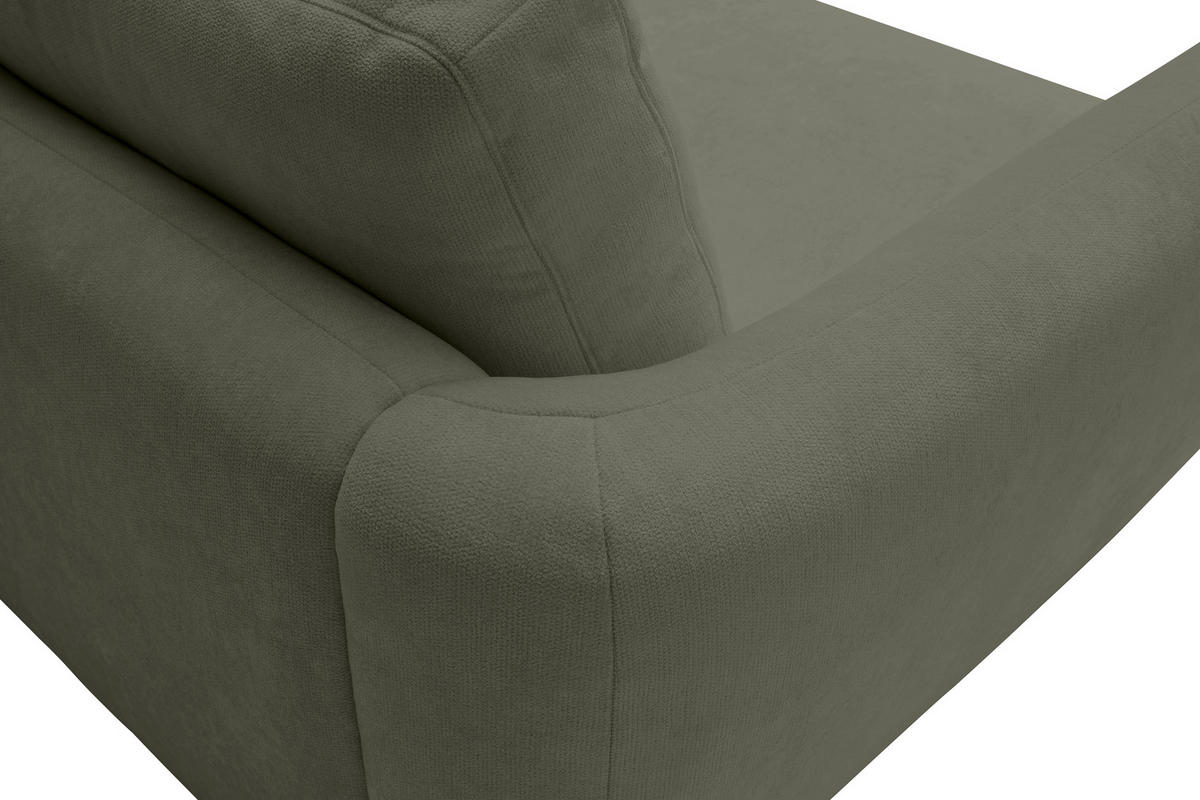 ECKSOFA Chenille Olivgrün  - Schwarz/Olivgrün, Konventionell, Kunststoff/Textil (307/224cm) - Hom`in