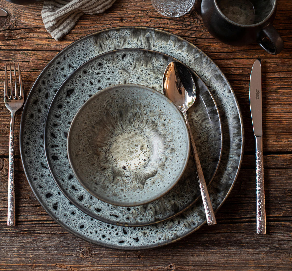 FRÜHSTÜCKSSET Carellia 12-teilig  - Grau, Trend, Keramik - Mäser