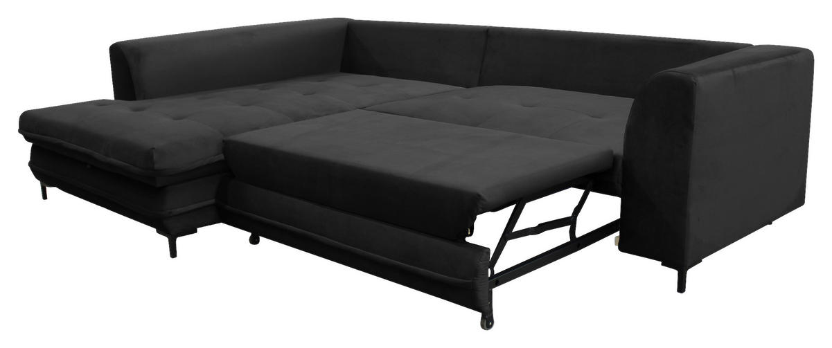 ECKSOFA in Velours Schwarz  187/277 cm  - Beige/Schwarz, Design, Textil/Metall (187/277cm) - Livetastic