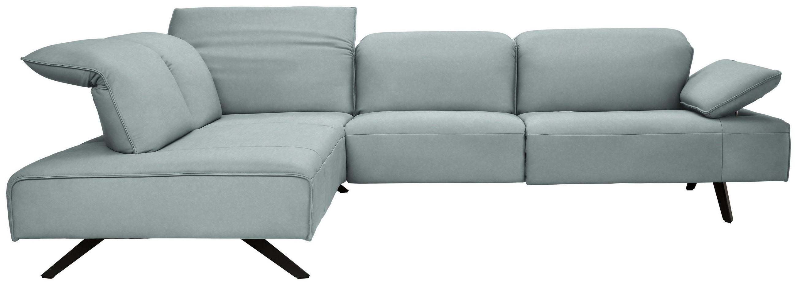 ECKSOFA  in Echtleder Hellblau  230/290 cm  - Anthrazit/Hellblau, Design, Leder/Metall (230/290cm) - Johann Jakob