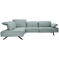 ECKSOFA  in Echtleder Hellblau  230/290 cm  - Anthrazit/Hellblau, Design, Leder/Metall (230/290cm) - Johann Jakob