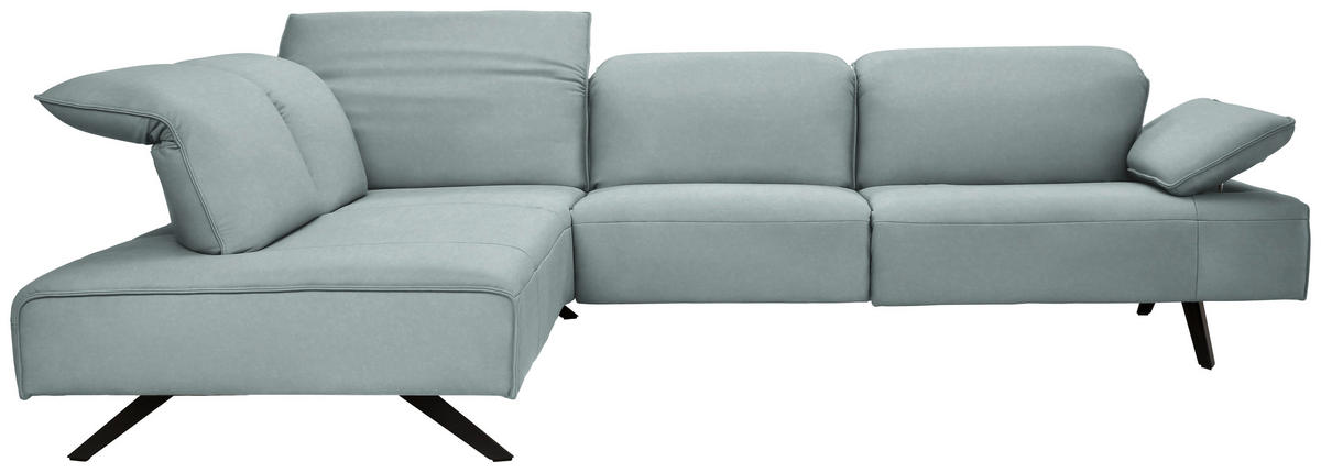 ECKSOFA  in Echtleder Hellblau  230/290 cm  - Anthrazit/Hellblau, Design, Leder/Metall (230/290cm) - Johann Jakob