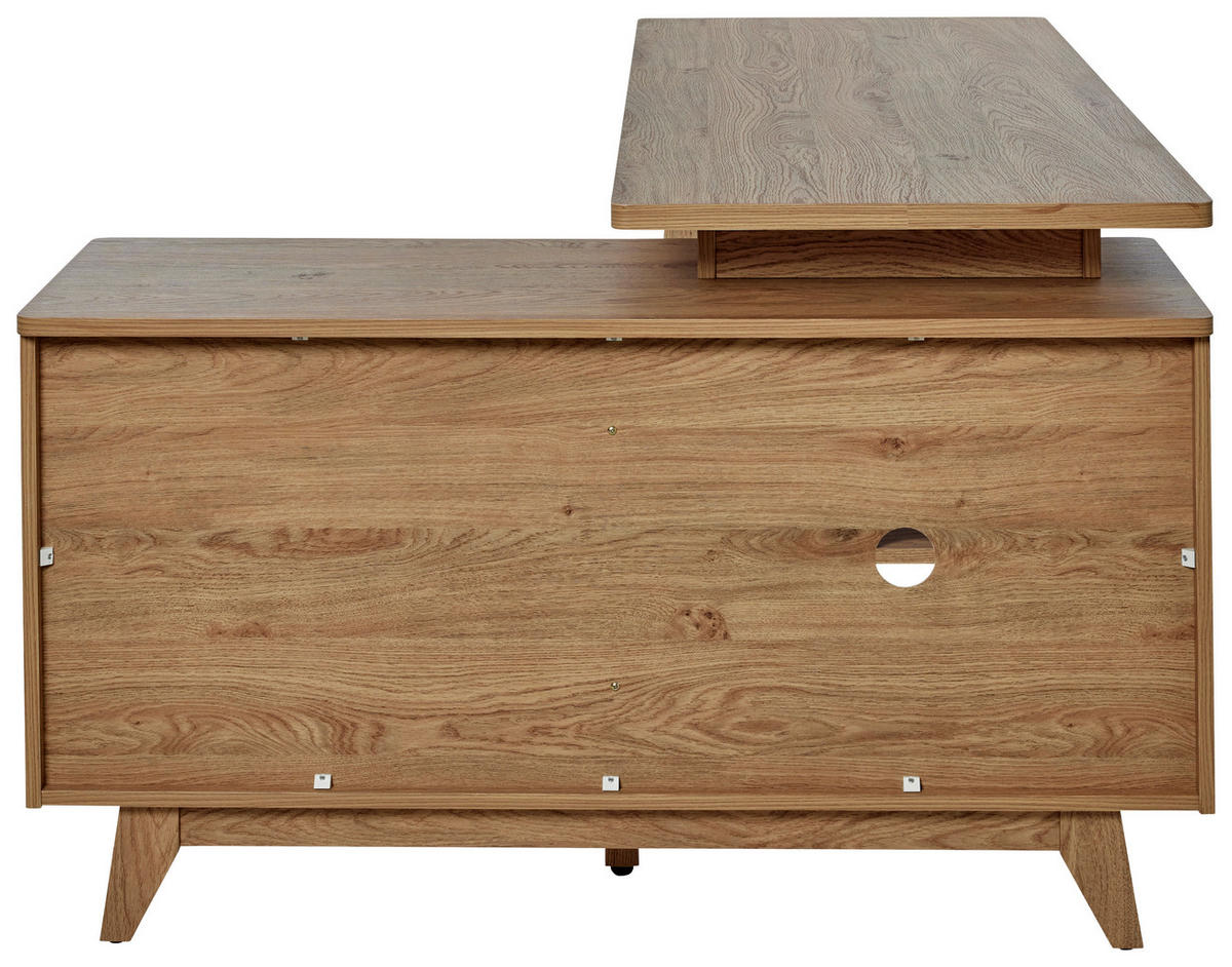 ECKSCHREIBTISCH 140/118/76 cm  in Eichefarben  - Eichefarben/Alufarben, MODERN, Holzwerkstoff/Metall (140/118/76cm) - Livetastic