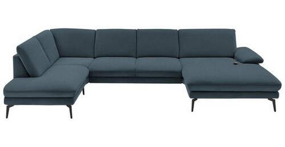 WOHNLANDSCHAFT in Webstoff Dunkelblau - Schwarz/Dunkelblau, Design, Textil/Metall (208/344/180cm) - Dieter Knoll