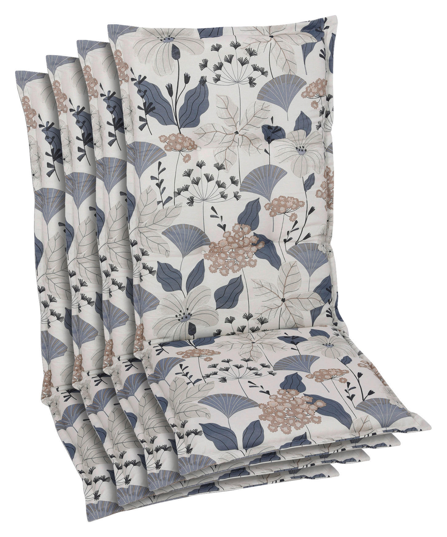 SESSELAUFLAGENSET Floral  - Blau/Beige, Basics, Textil (50/6/120cm)