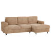 ECKSOFA Hellbraun Cord, Velours  - Hellbraun/Schwarz, Design, Holz/Textil (247/140cm) - MID.YOU