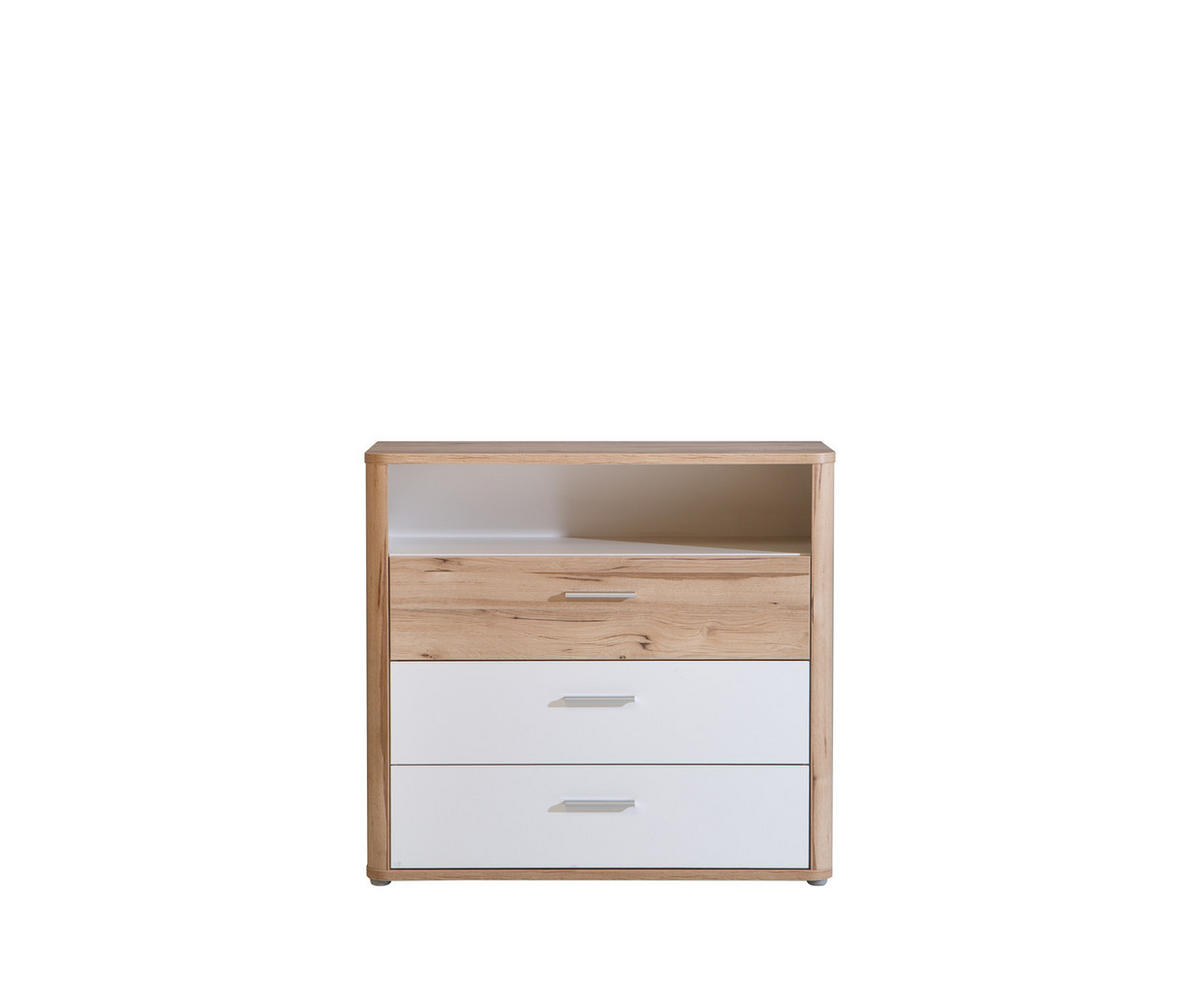 KOMMODE 100,4/92,7/41,3 cm  in Weiss, Eichefarben  - Weiss/Eichefarben, Konventionell, Holzwerkstoff/Kunststoff (100,4/92,7/41,3cm) - Xora