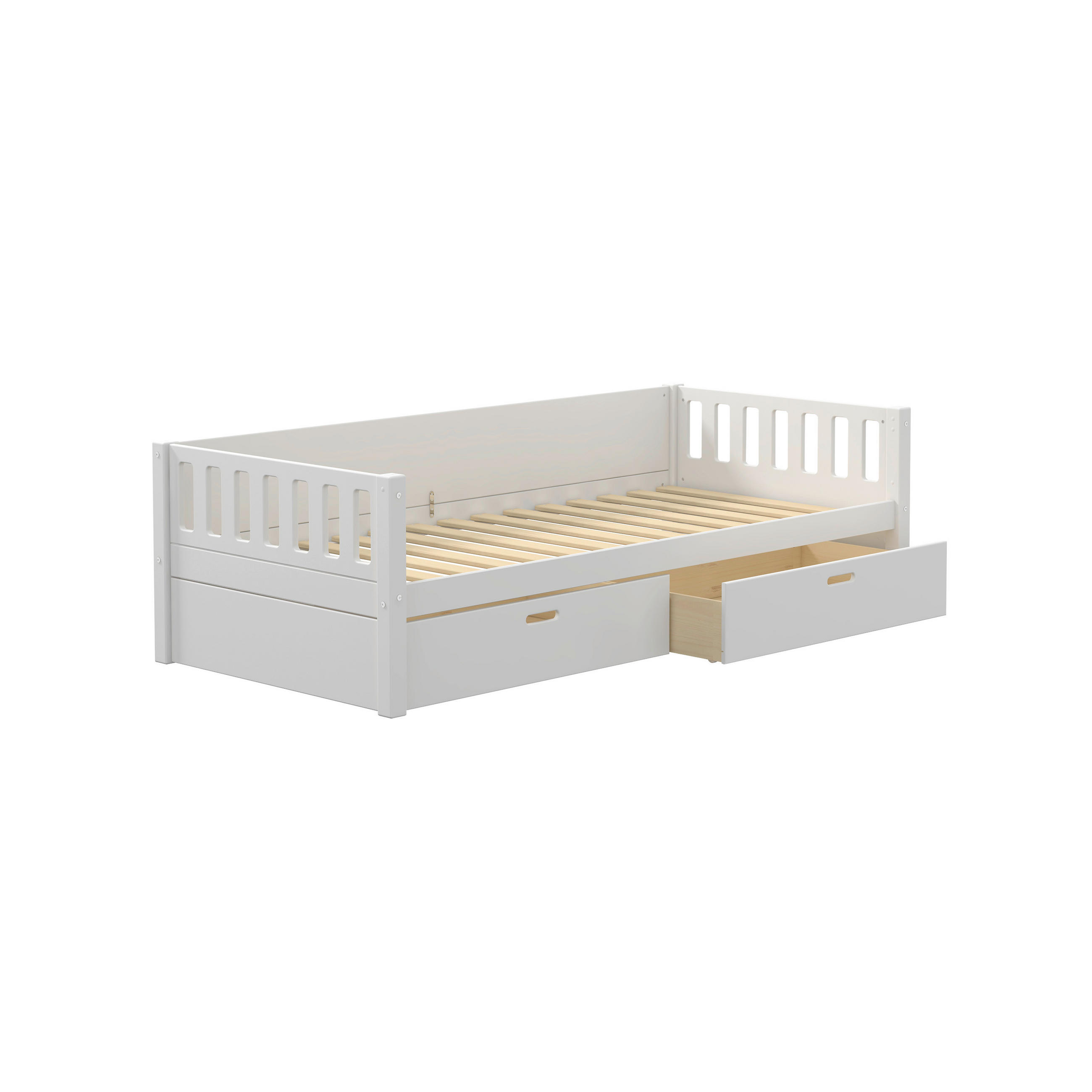BETT 90/200 cm,  in Weiß, Rollrost, Bettschubladen  - Weiß, MODERN, Holz (90/200cm) - Chameo