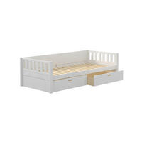 BETT 90/200 cm,  in Weiß, Rollrost, Bettschubladen  - Weiß, MODERN, Holz (90/200cm) - Chameo
