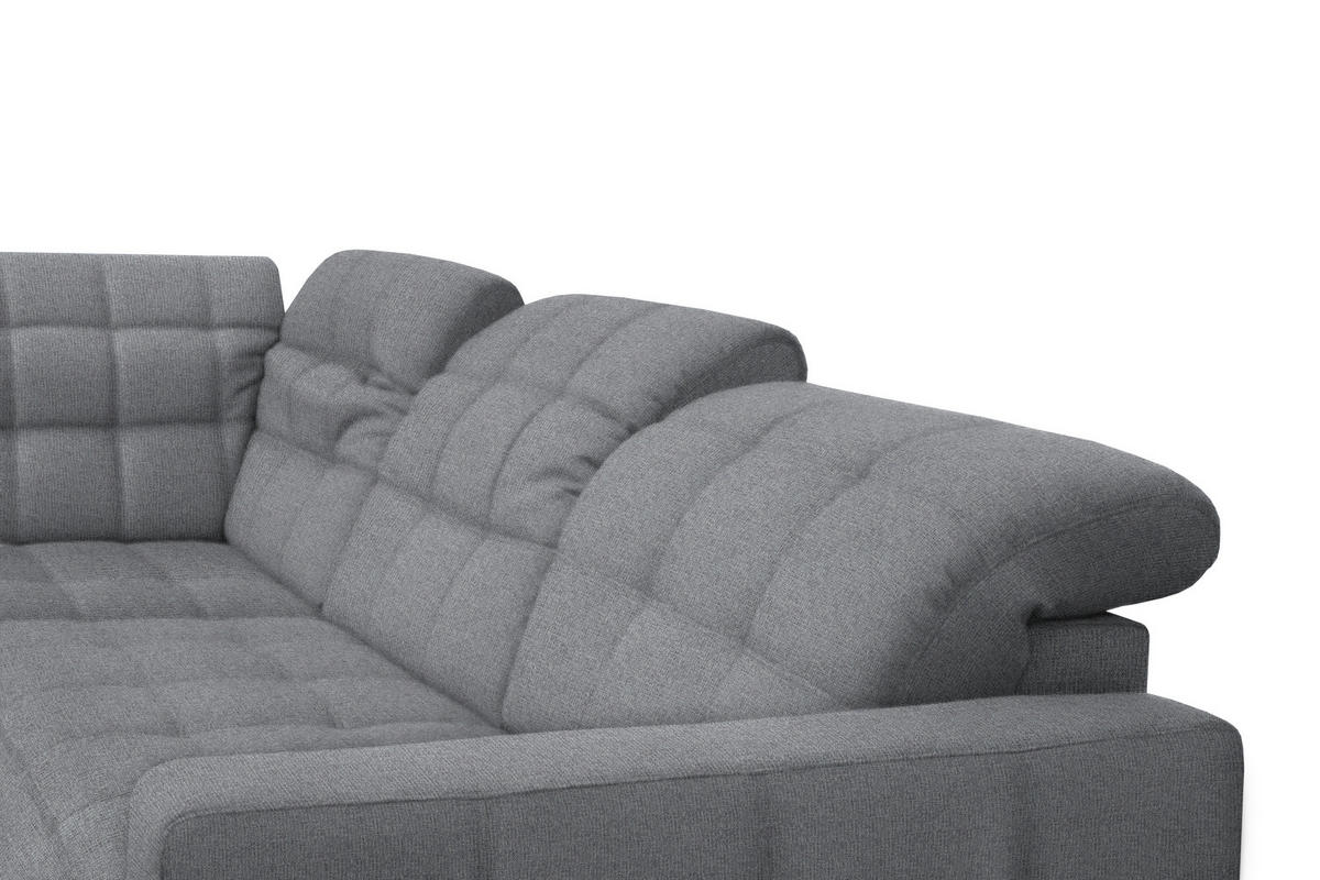 ECKSOFA in Webstoff Grau  - Schwarz/Grau, Design, Holz/Textil (297/216cm) - Xora