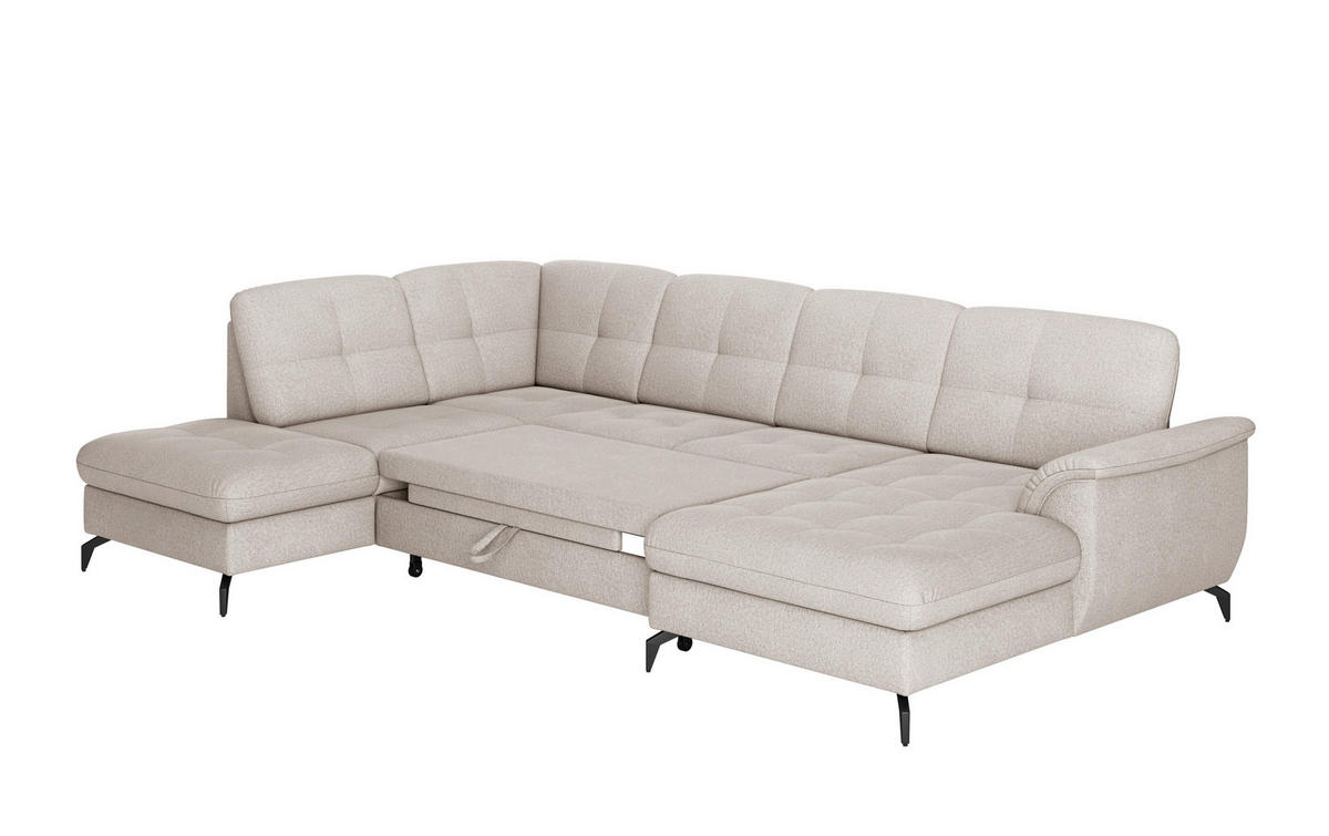 WOHNLANDSCHAFT Greige Flachgewebe  - Greige/Schwarz, MODERN, Textil/Metall (212/319/164cm) - Sit & More