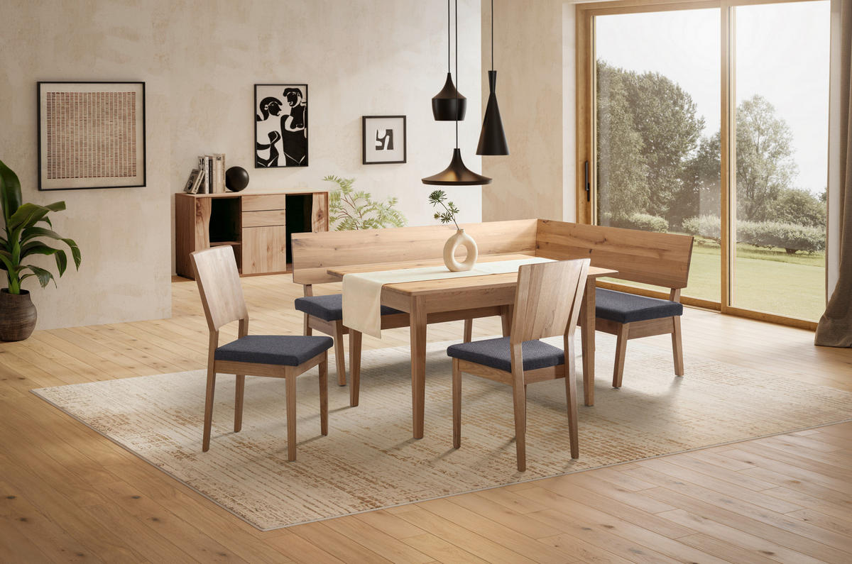 ECKBANKGRUPPE in Holz, Textil Anthrazit, Wildeiche  - Wildeiche/Anthrazit, Natur, Holz/Textil - Linea Natura