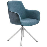 ARMLEHNSTUHL drehbar  in Edelstahl Flachgewebe  - Edelstahlfarben/Petrol, Design, Textil/Metall (60/88/64cm) - Novel