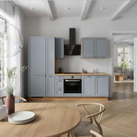 KÜCHENBLOCK Frame 270 cm  in Eichefarben, Blaugrau  - Edelstahlfarben/Eichefarben, MODERN, Holzwerkstoff/Metall (270cm) - Nobilia