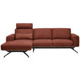 ECKSOFA in Struktur Rostfarben  157/262 cm  - Rostfarben/Schwarz, Design, Textil/Metall (157/262cm) - Novel