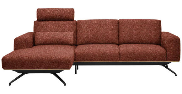 ECKSOFA in Struktur Rostfarben 157/262 cm - Rostfarben/Schwarz, Design, Textil/Metall (157/262cm) - Novel