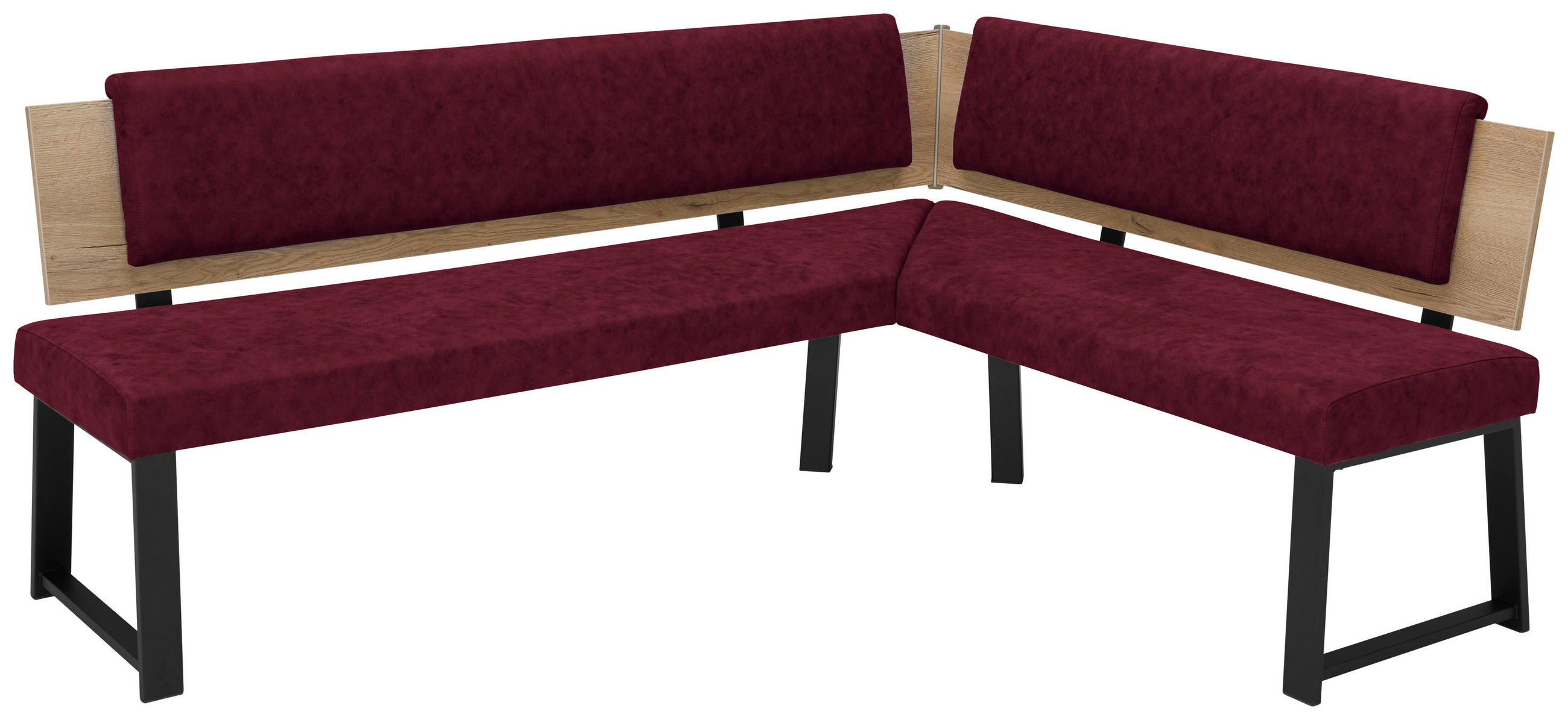 ECKBANK 180/160 cm  in Dunkelrot  - Schwarz/Dunkelrot, MODERN, Holzwerkstoff/Textil (180/160cm) - Venda