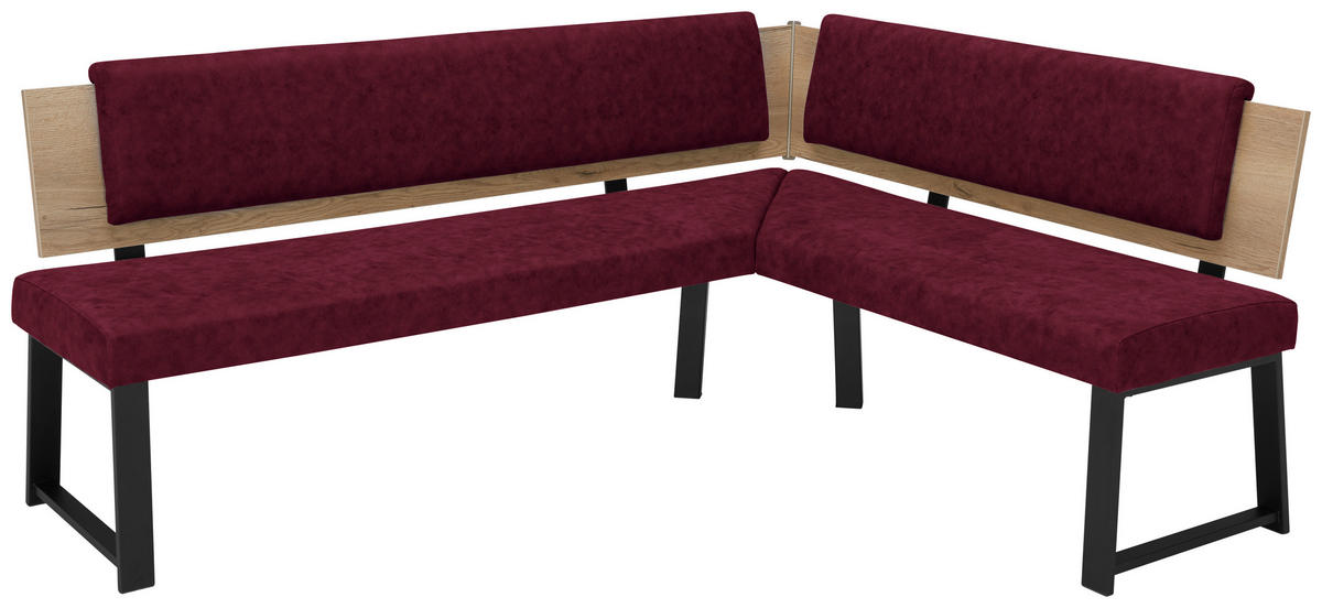 ECKBANK 220/190 cm  in Dunkelrot  - Schwarz/Dunkelrot, MODERN, Holzwerkstoff/Textil (220/190cm) - Venda