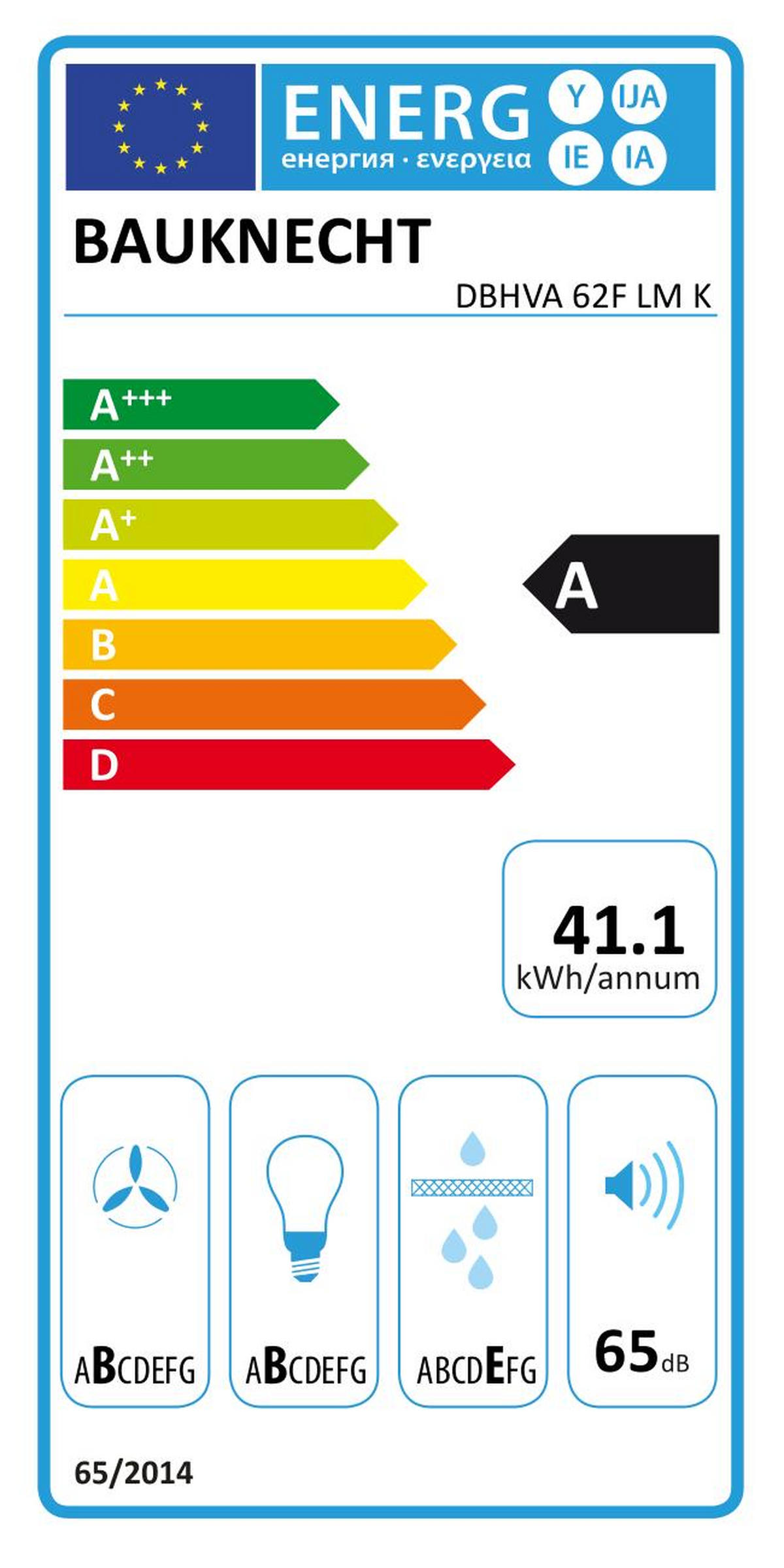 DUNSTABZUGSHAUBE DBHVA 62F LM K  - Schwarz, Basics (59,8/77,5/25cm) - Bauknecht