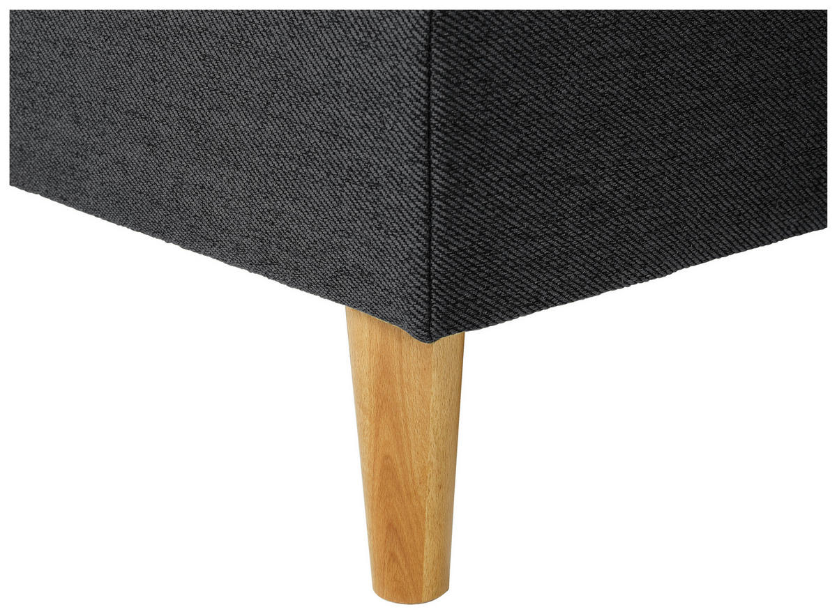 ECKSOFA in Flachgewebe Schwarz  - Eiche Wotan/Schwarz, Konventionell, Holz/Textil (255/157cm) - Carryhome