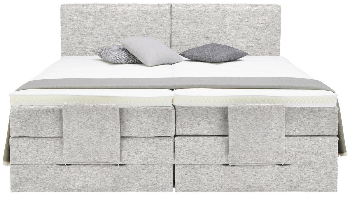 BOXSPRINGBETT 160/200 cm  in Hellgrau  - Hellgrau/Schwarz, Design, Kunststoff/Textil (160/200cm) - Hom`in