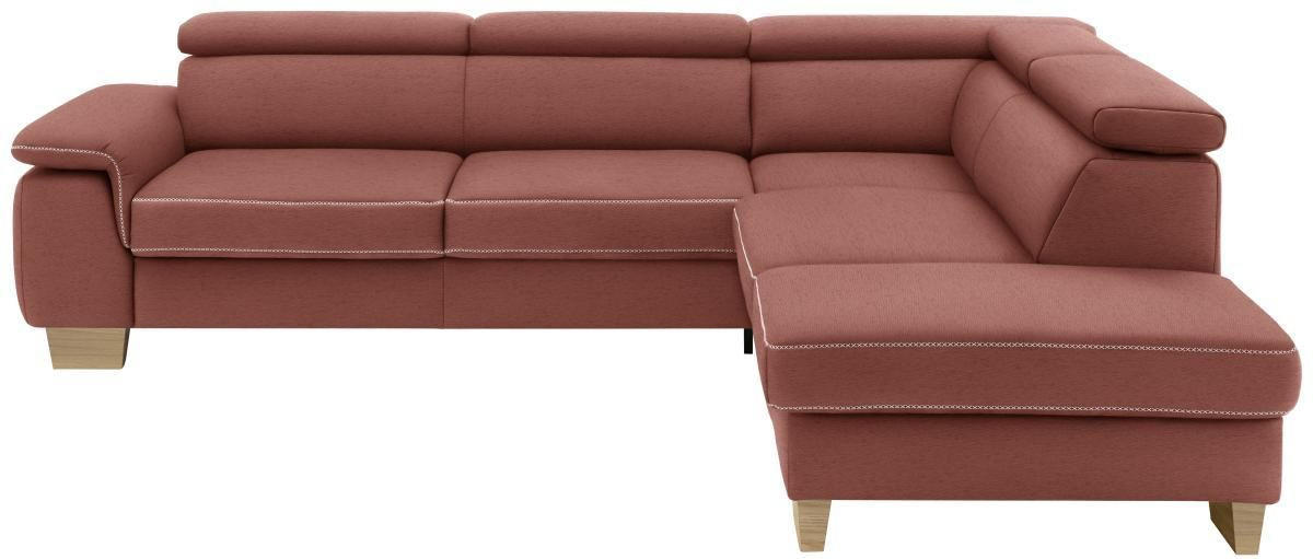 ECKSOFA in Mikrofaser Rot  226/273 cm  - Eichefarben/Beige, LIFESTYLE, Holz/Textil (226/273cm) - Beldomo System