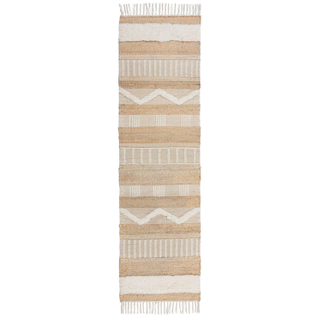 XXXL RUČNĚ TKANÝ KOBEREC, 230/60 cm, krémová, přírodní barvy