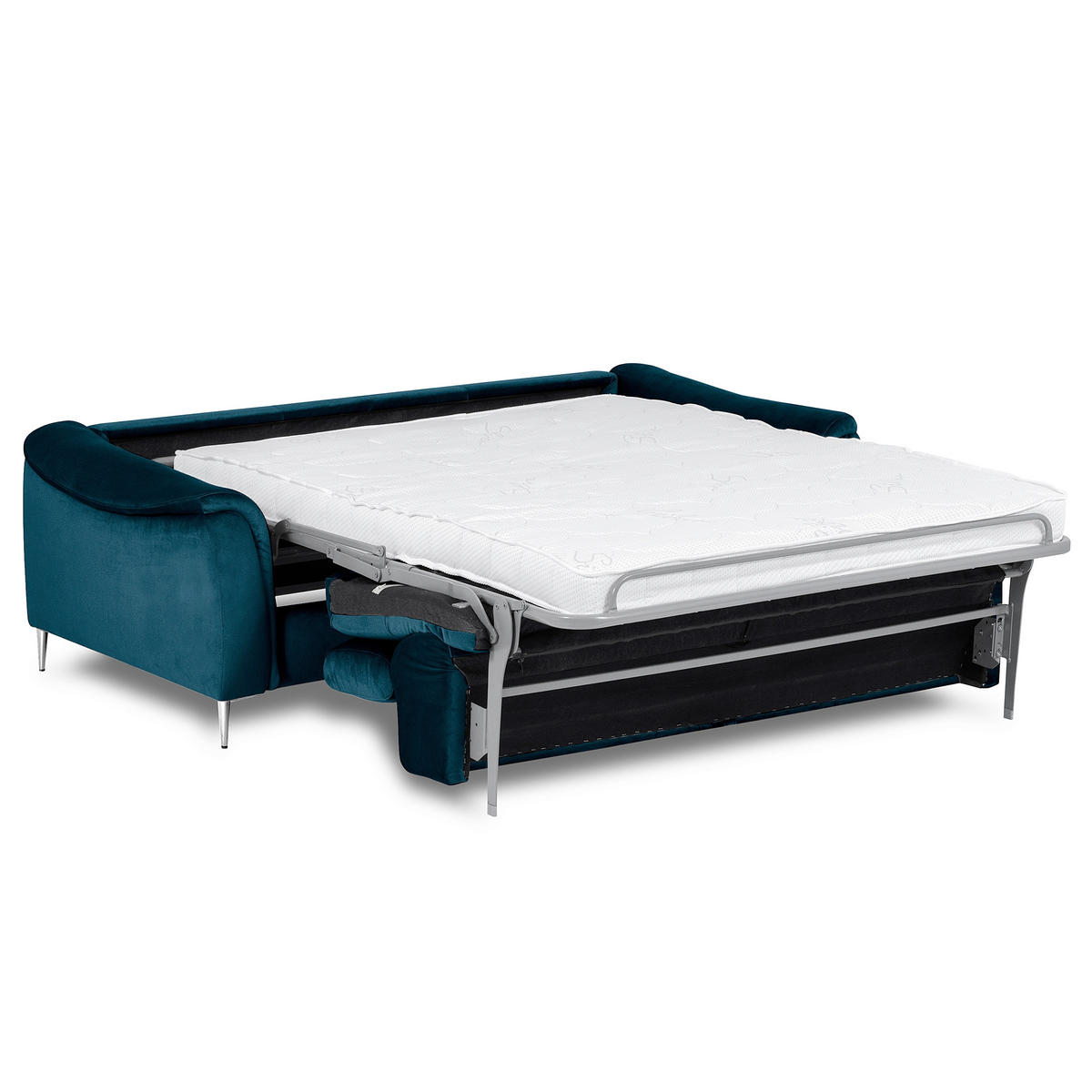 SCHLAFSOFA Samt Dunkelblau  - Chromfarben/Dunkelblau, Design, Textil/Metall (203/77-98/103cm) - MID.YOU