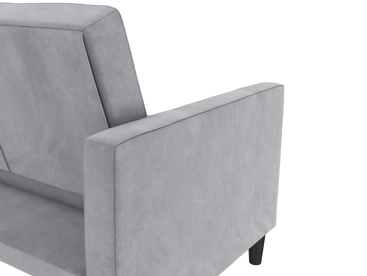 SCHLAFSOFA Velours Grau  - Schwarz/Grau, Basics, Kunststoff/Textil (207/86/86cm) - Livetastic