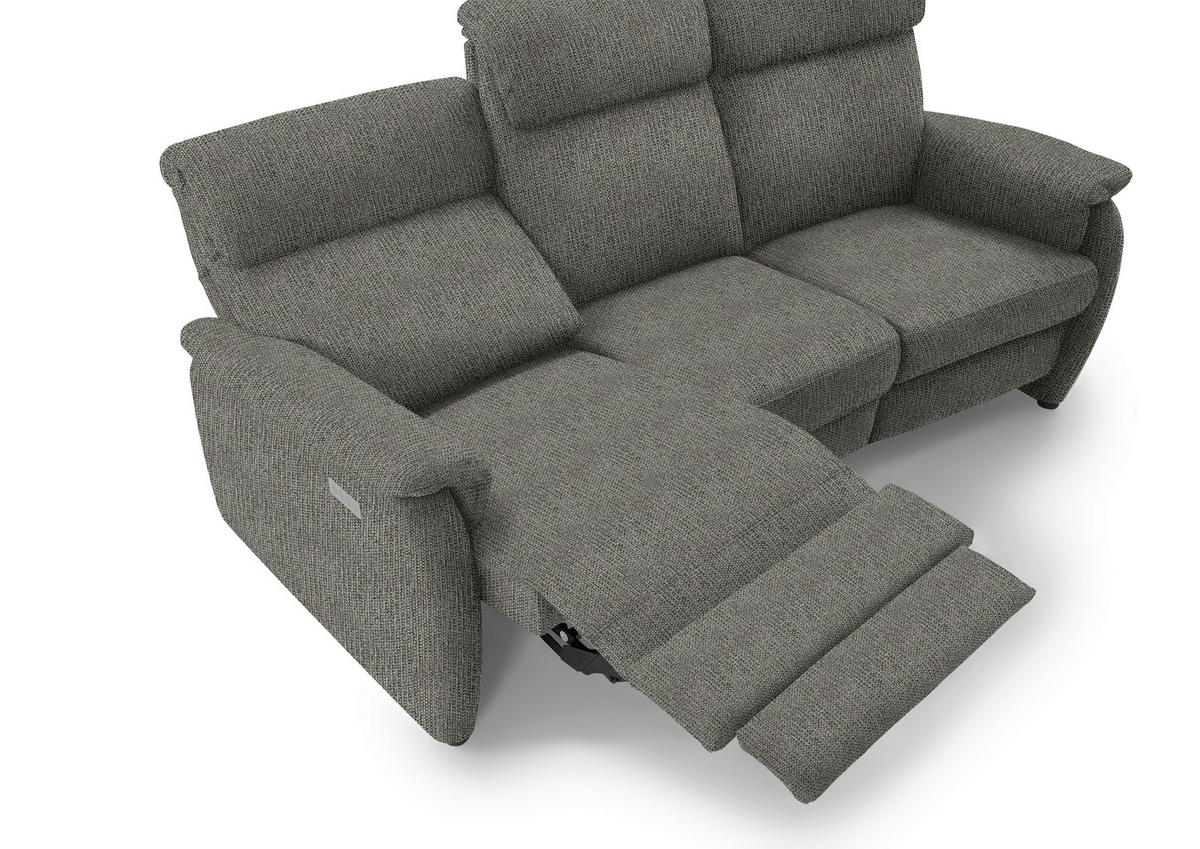 TRAPEZSOFA in Flachgewebe Graubraun  - Graubraun/Schwarz, KONVENTIONELL, Textil/Metall (219/107/97cm) - Pure Home Comfort
