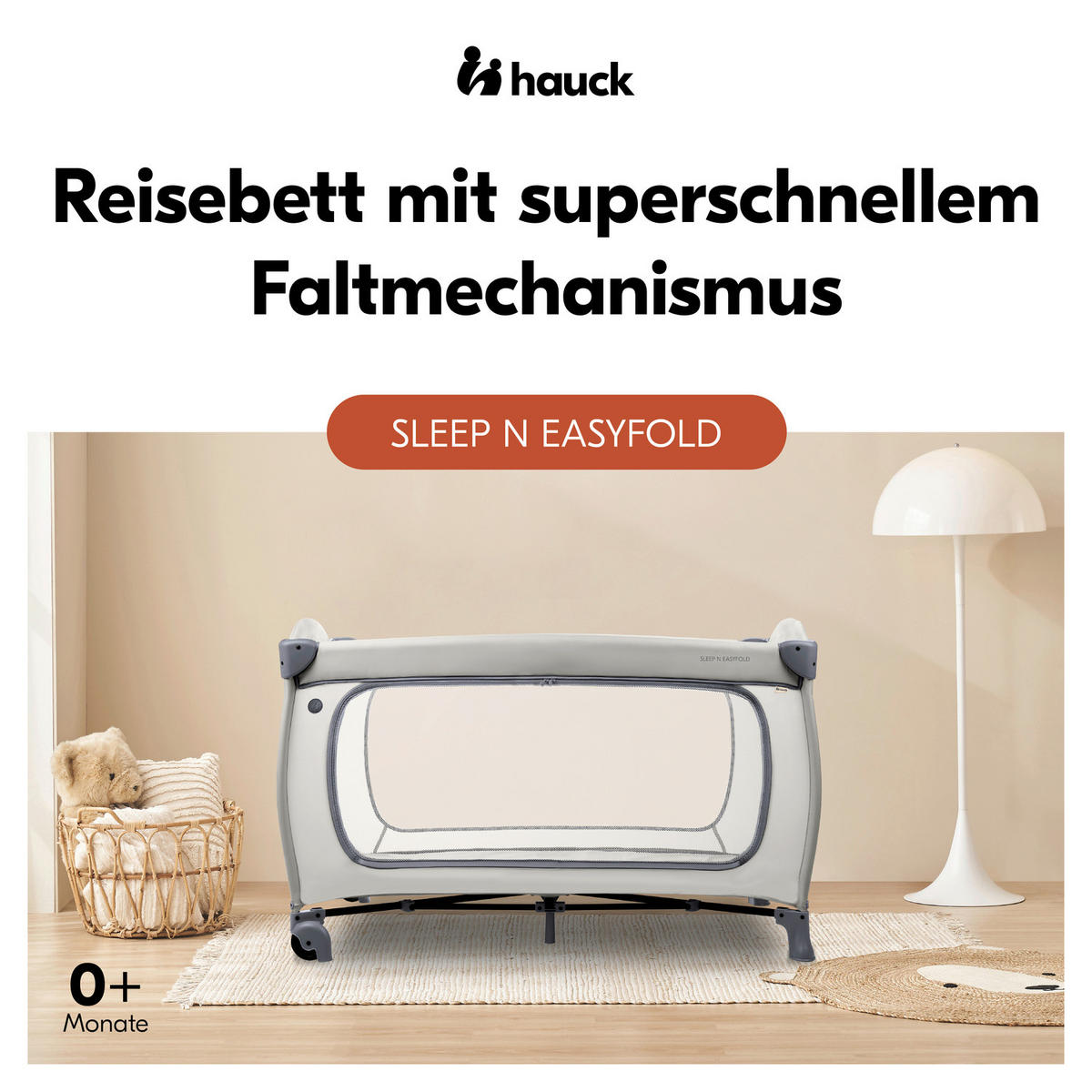 REISEBETT Sleep N Easyfold   - Dunkelgrau/Hellgrau, Basics, Holzwerkstoff/Kunststoff (69/82/125cm) - Hauck