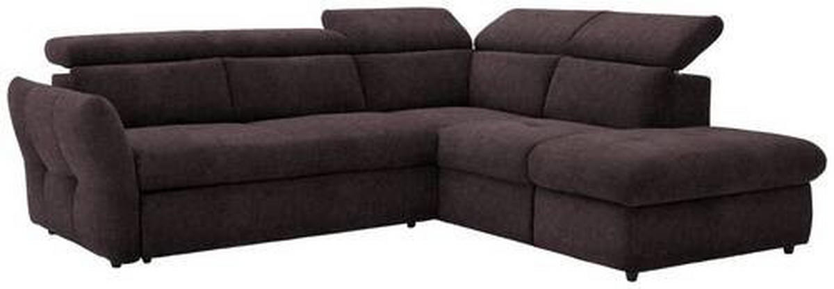 ECKSOFA in Velours Braun  254/224 cm  - Schwarz/Braun, Design, Kunststoff/Textil (254/224cm) - Stylife