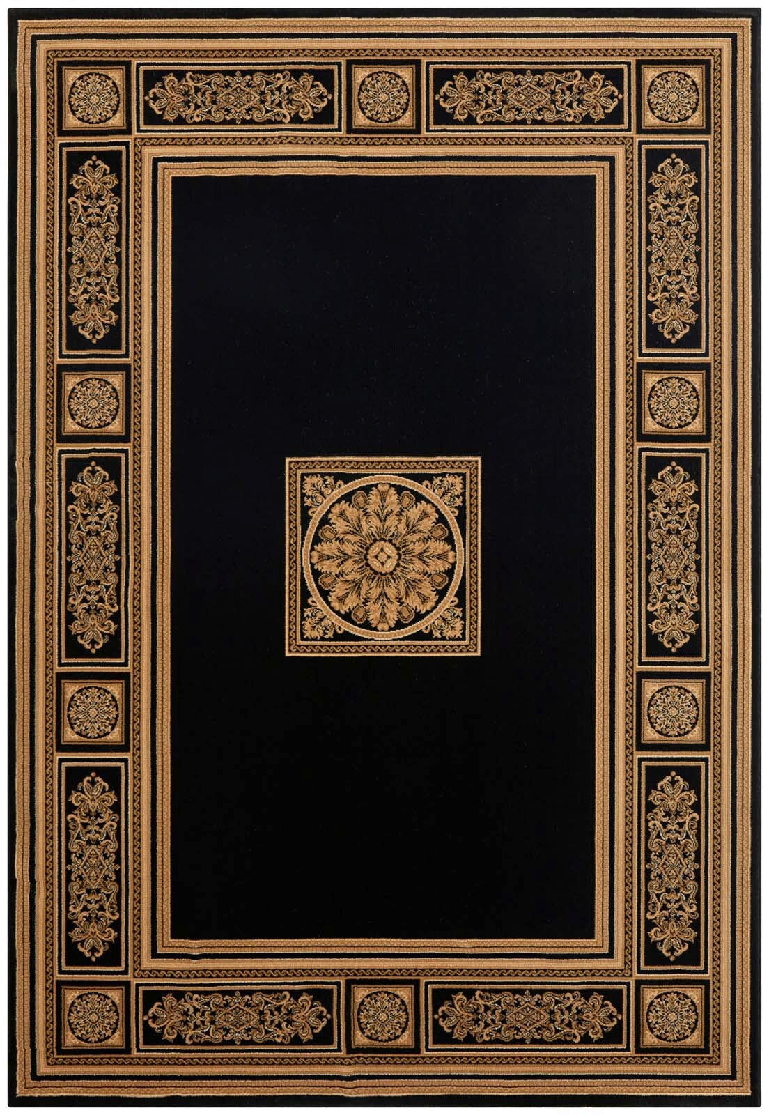 WEBTEPPICH 133/195 cm Schwarz, Honig rechteckig  - Schwarz/Honig, Basics, Textil (133/195cm) - Novel