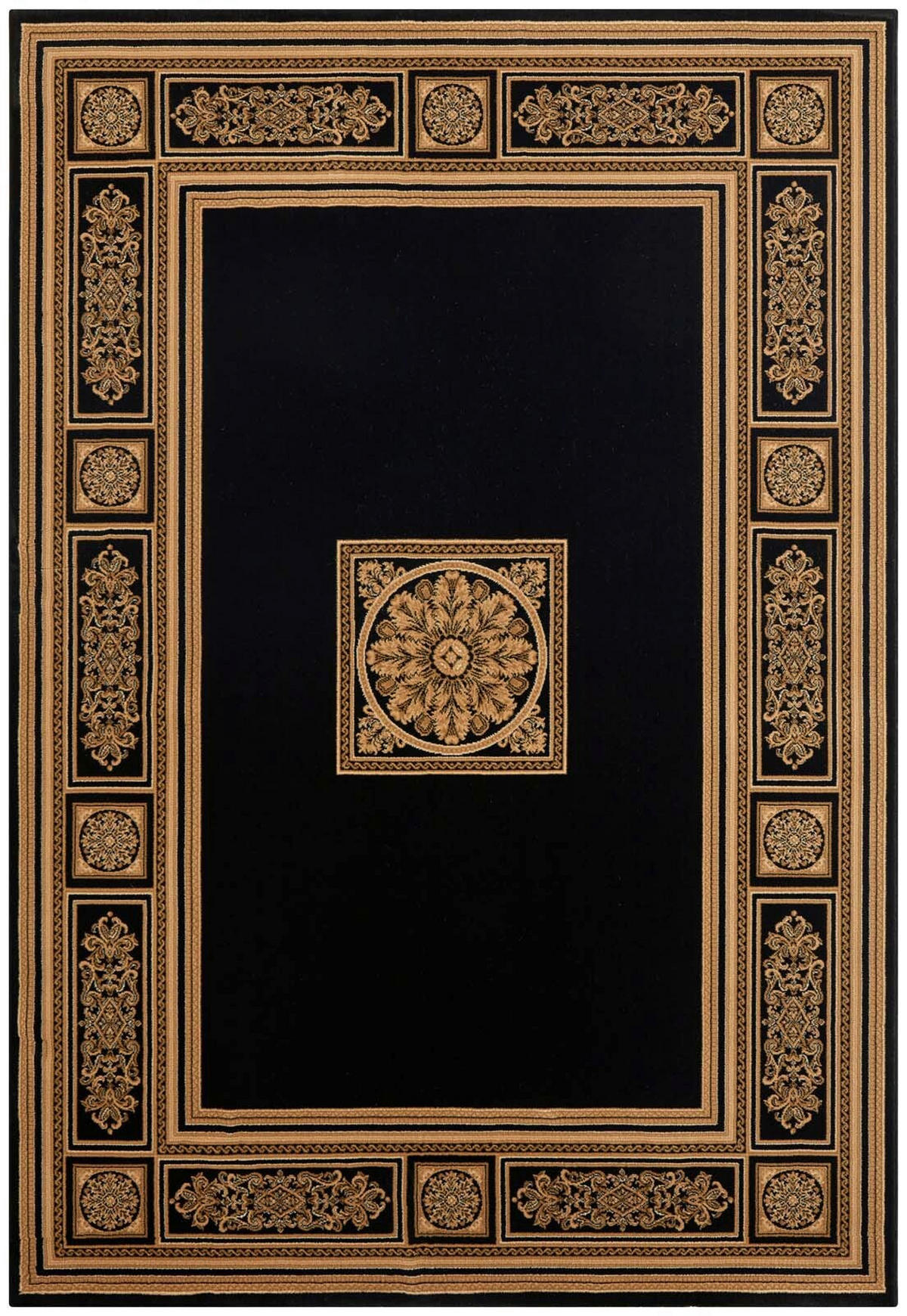 WEBTEPPICH 133/195 cm Schwarz, Honig rechteckig  - Schwarz/Honig, Basics, Textil (133/195cm) - Novel