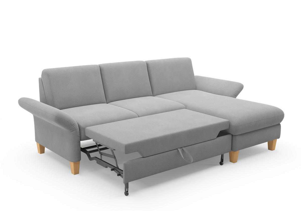 ECKSOFA ROCHELLE E Grau Flachgewebe  - Eichefarben/Grau, KONVENTIONELL, Holz/Textil (251/164cm) - Sit & More